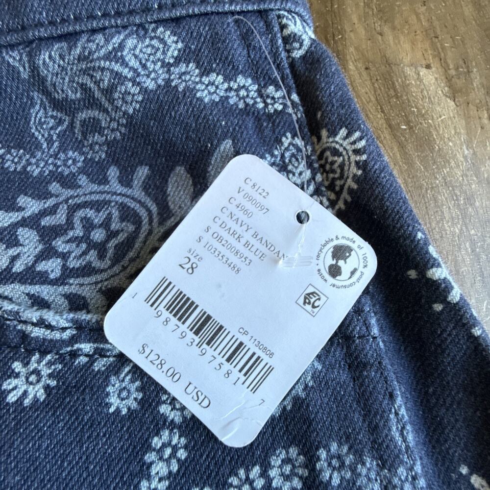 We The Free Free People Good Luck Printed Barrel Jeans NWTs Size 28 - Picture 3 of 8
